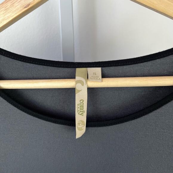 COMFY USA  S Ramona Easywear Tunic Top 3/4 Sleeve Asymmetric Hem Soft Knit Gray - Picture 3 of 5